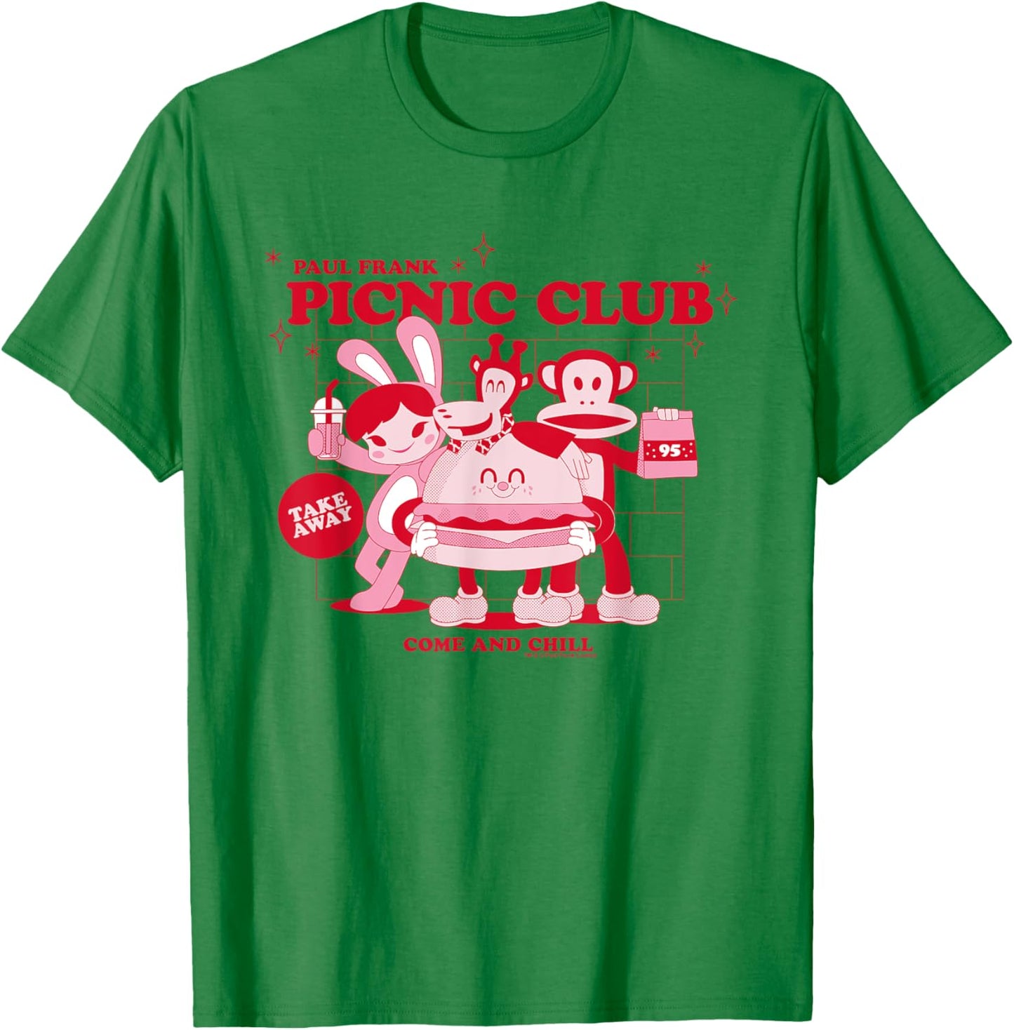 Paul Frank Diner Picnic Club Takeaway Julius Monkey & Co T-Shirt - T-Shirt | Irish Green