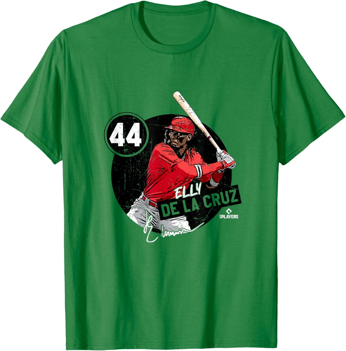 Elly De La Cruz | Cincinnati MLBPA - Red, Small, -Adult, Short Sleeve, Classic Fit, Polyester, Letter Print, Game Theme T-Shirt - T-Shirt | Irish Green