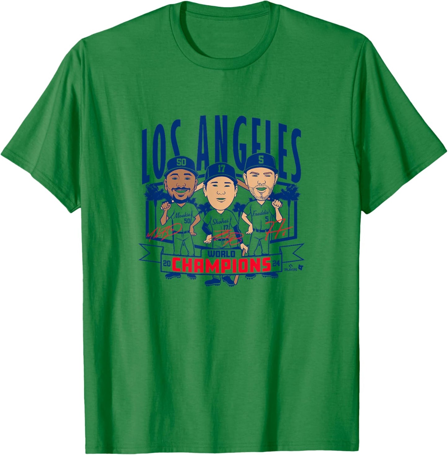 World Champions Caricatures - Los Angeles Baseball T-Shirt - T-Shirt | Irish Green