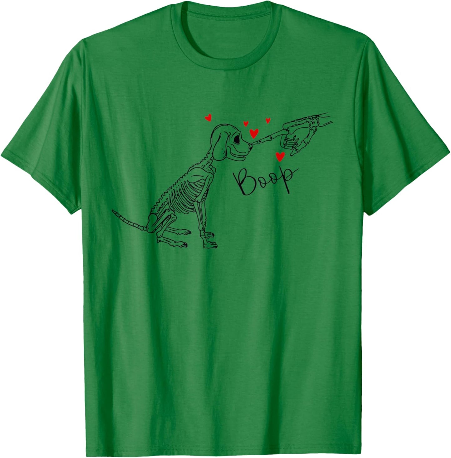 Dog Skeleton Boop Dog Funny Halloween Girl Men Women T-Shirt - T-Shirt | Irish Green