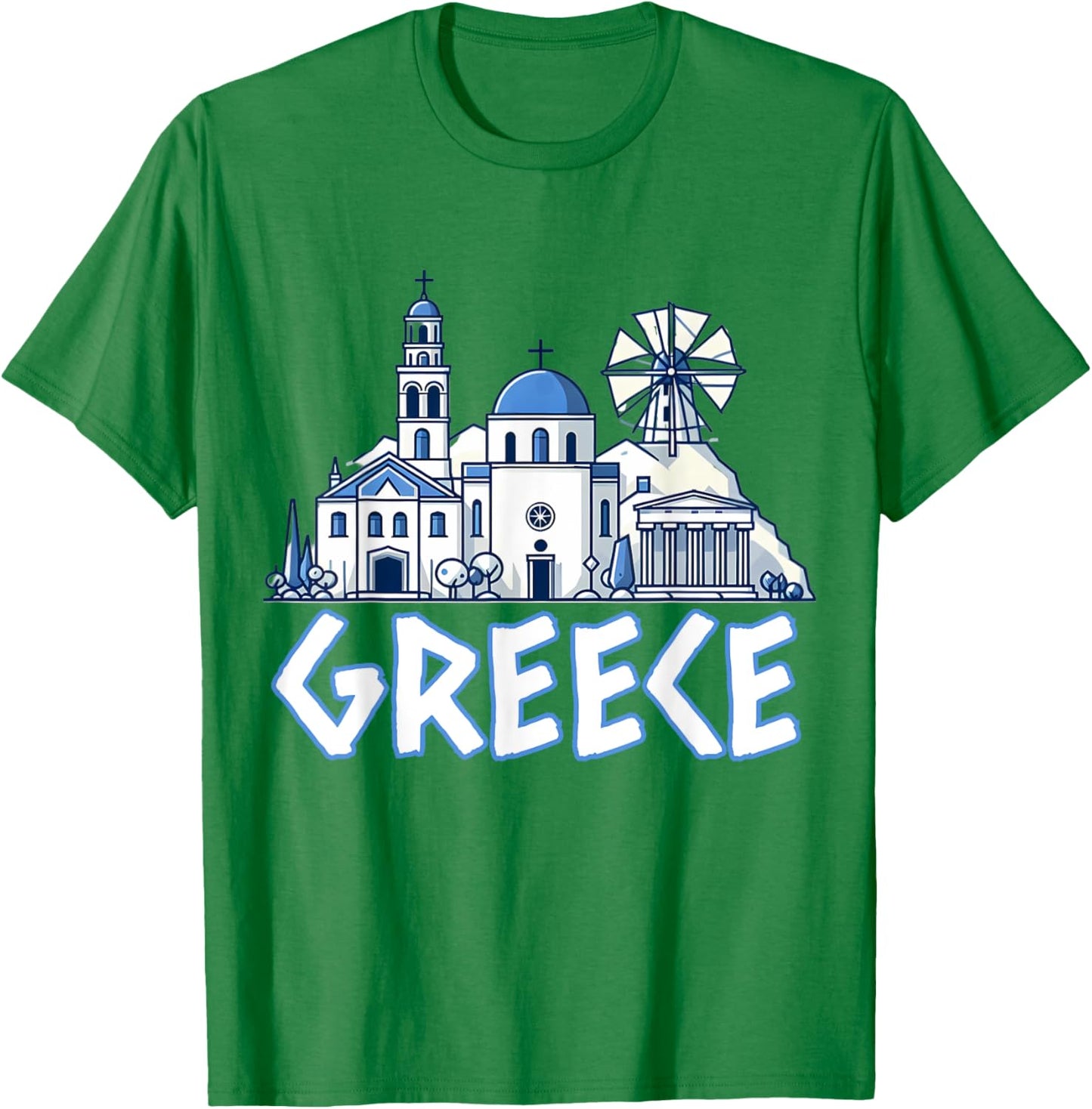 Greece Greek Island Vacation Souvenir Santorini Myconos Kos T-Shirt - T-Shirt | Irish Green