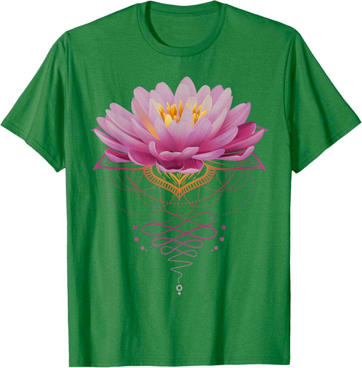 Spiritual Lotus Flower Unalome Zen Meditation Yoga Lovers T-Shirt - T-Shirt | Irish Green