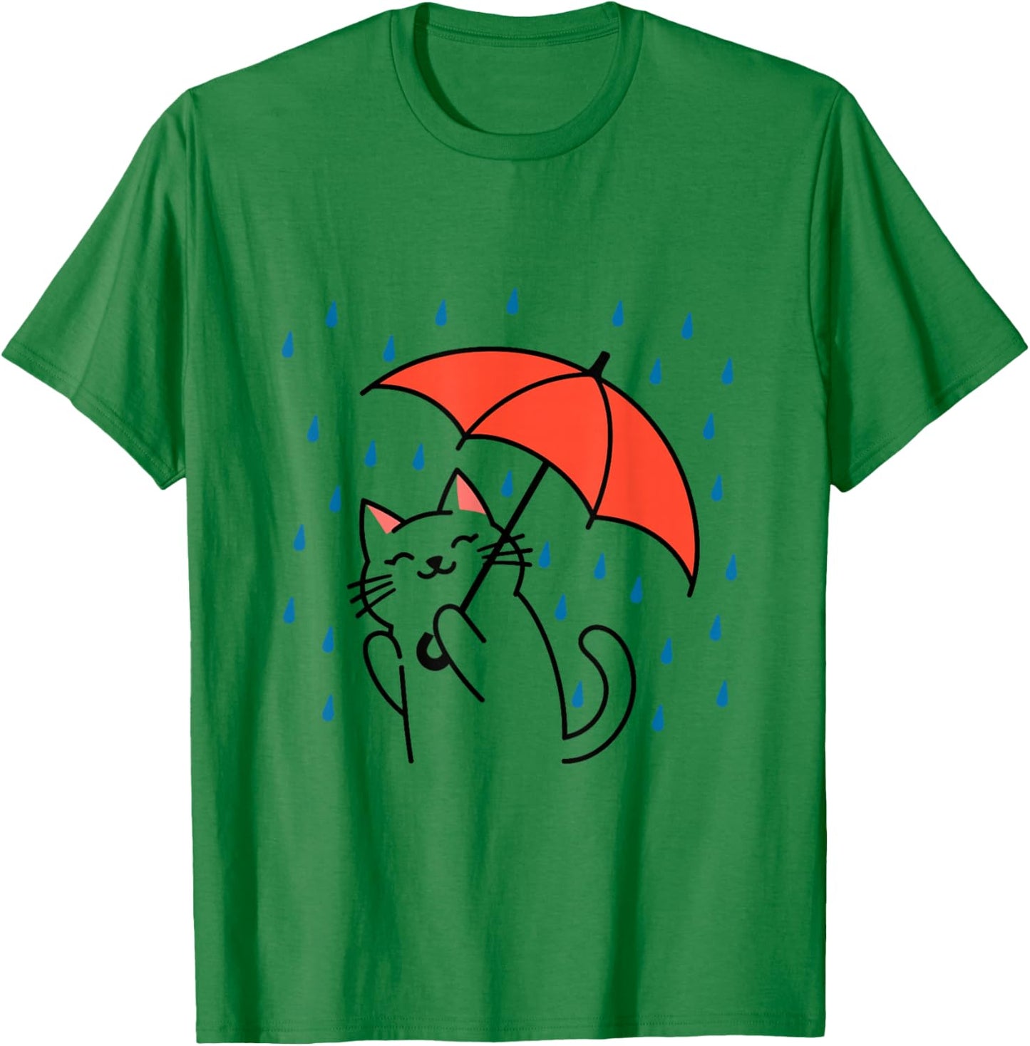 Raining Cat Under Umbrella Autumn Cat T-Shirt - T-Shirt | Irish Green