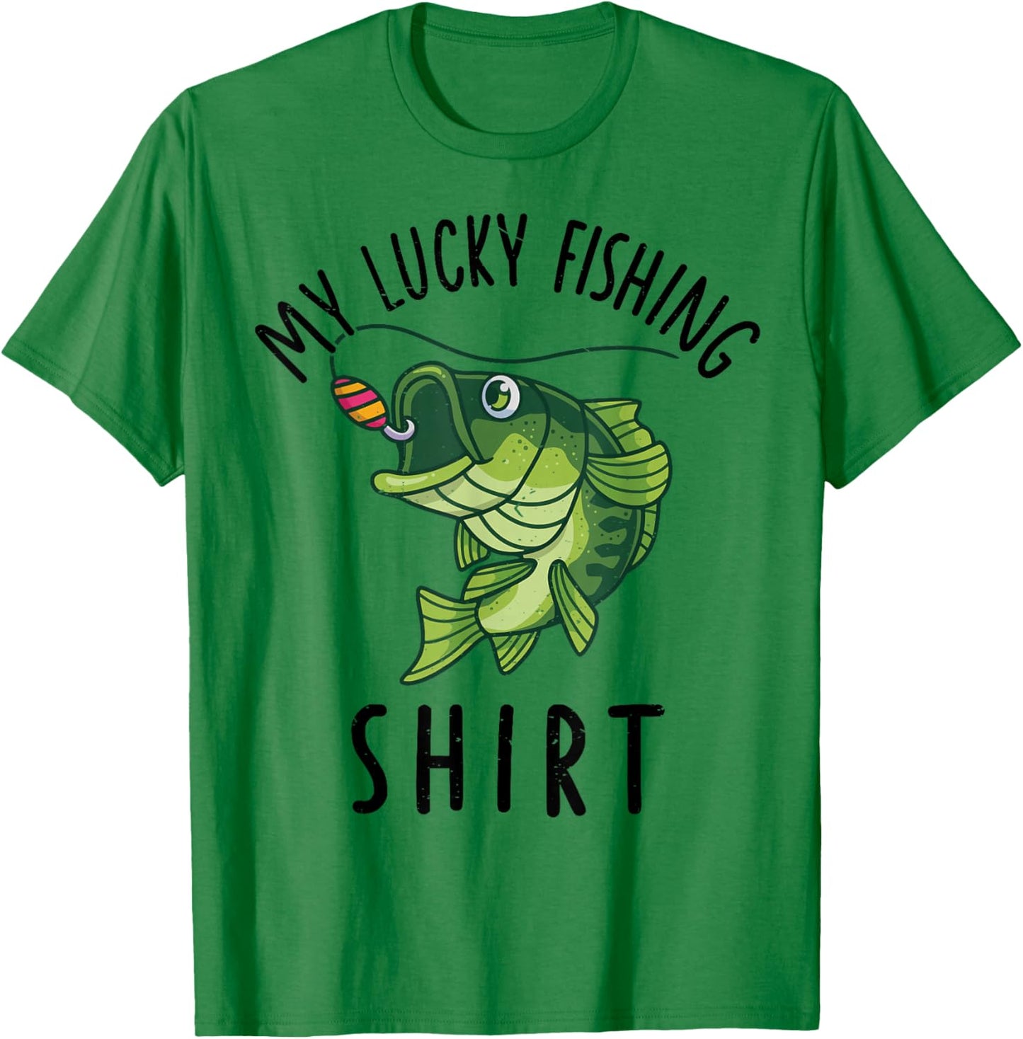 Kids Boys My Lucky Fishing-Shirt Bass Fish Dad Gift Funny T-Shirt - T-Shirt | Irish Green