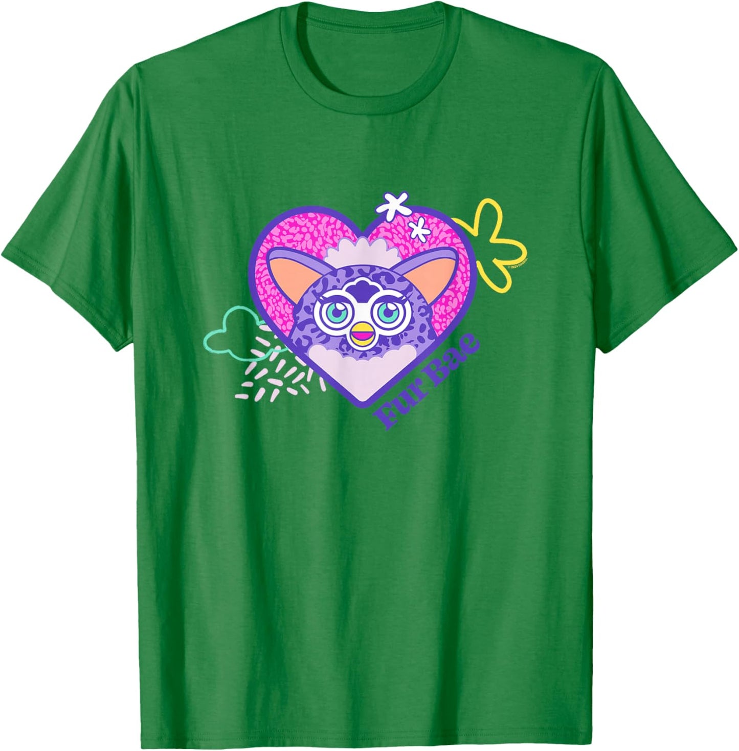 Furby Cute Colorful Fur Bae Heart Shape Big Chest Frame T-Shirt - T-Shirt | Irish Green