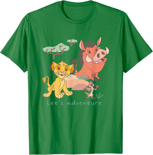 Disney The Lion King Let's Adventure Best Trio Chest Logo T-Shirt - T-Shirt | Irish Green