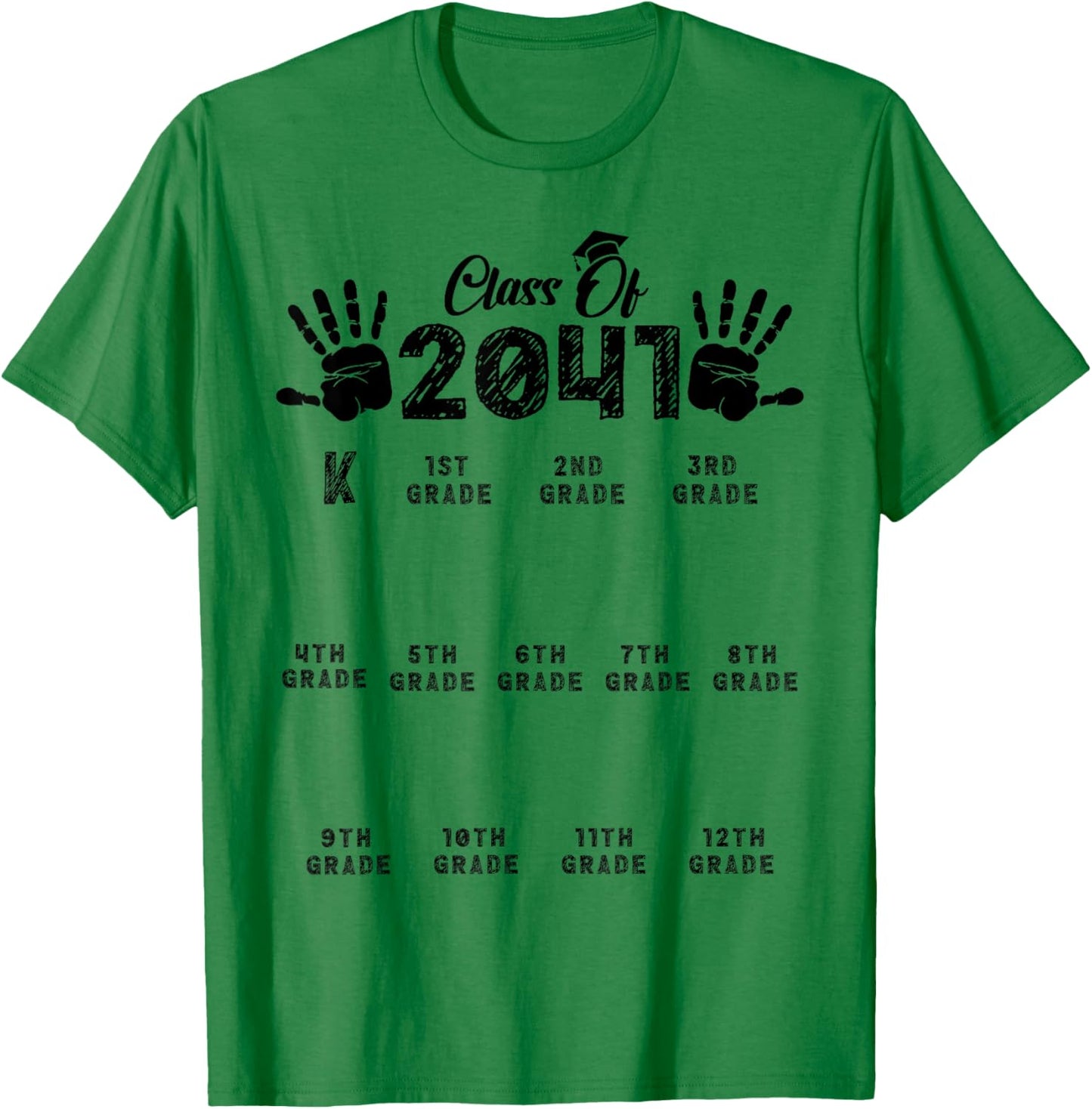 Class Of 2041 Grow With Me Handprint Kindergarten Teachers T-Shirt - T-Shirt | Irish Green
