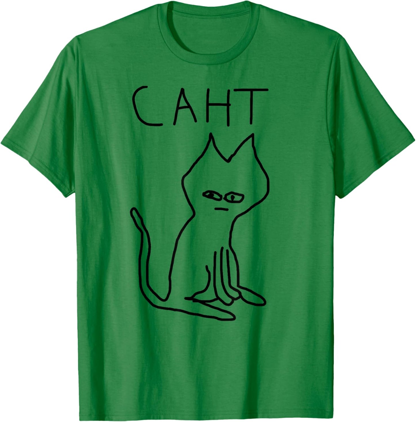 Caht Meme Terribly Drawn Cringe Cat Graphic Weird Absurd T-Shirt - T-Shirt | Irish Green