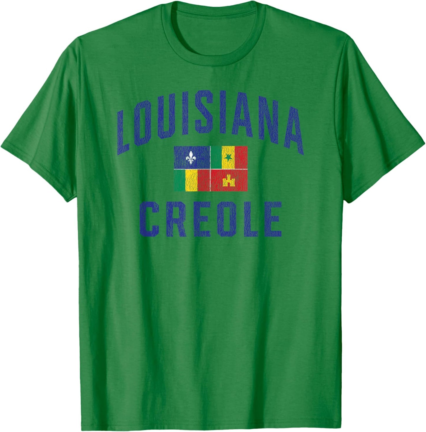 Louisiana Creole Flag Vintage T-Shirt - T-Shirt | Irish Green