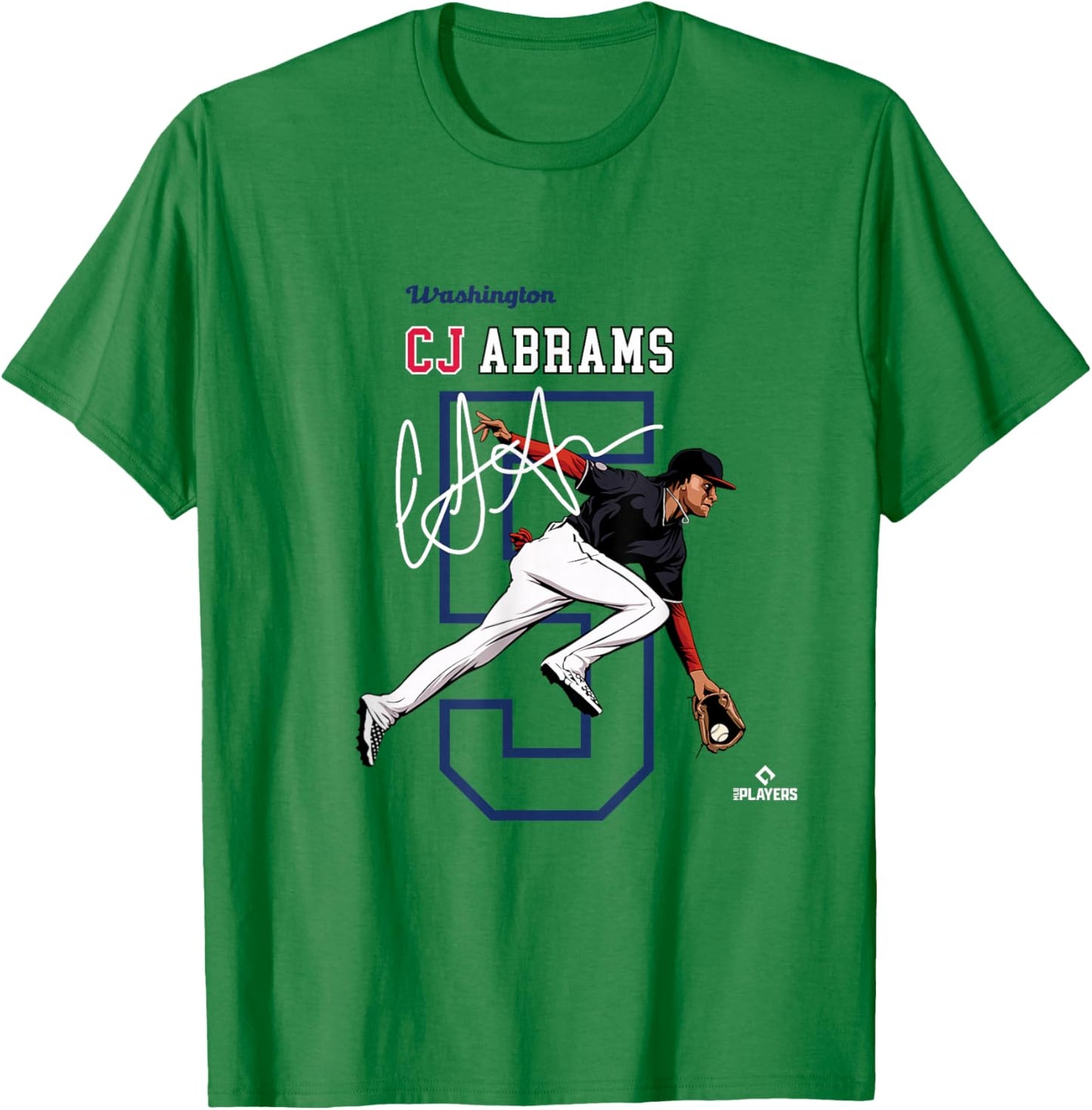License Champs | Washington Baseball Fans | CJ Abrams MLBCJBRA3004 T-Shirt - T-Shirt | Irish Green