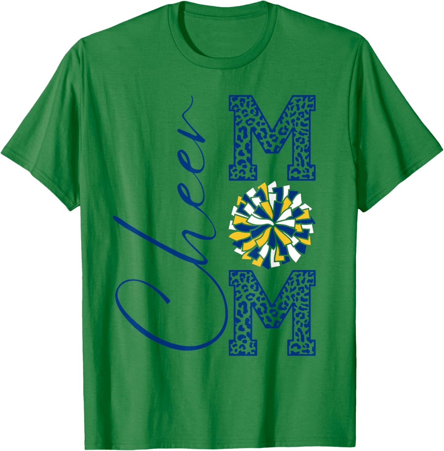 Cheer Mom | Blue, Gold, White | Leopard Print T-Shirt - T-Shirt | Irish Green