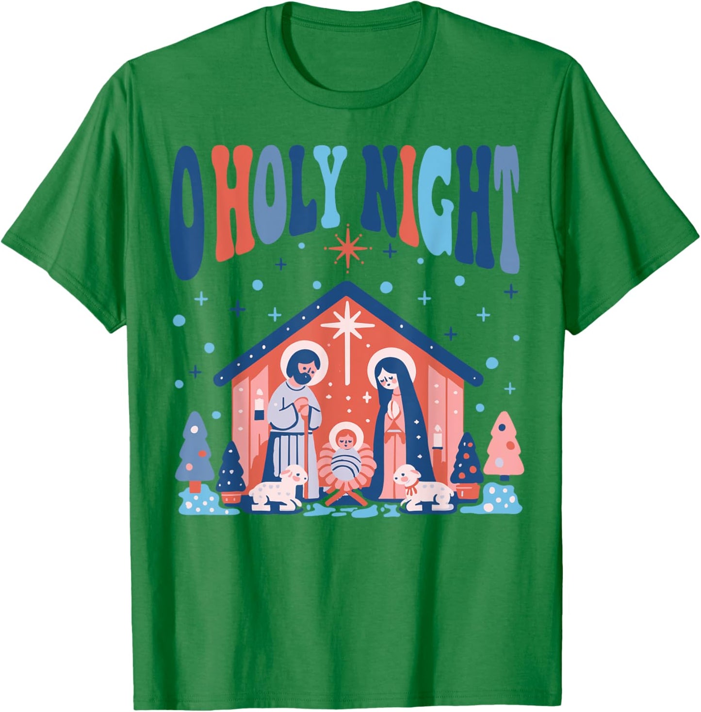 Oh Holy Night Silent Night Christmas Boho Christian Jesus T-Shirt - T-Shirt | Irish Green