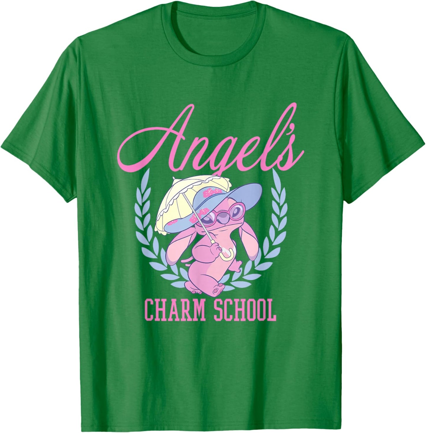 Disney Lilo & Stitch Angel's Charm School Demure College T-Shirt - T-Shirt | Irish Green