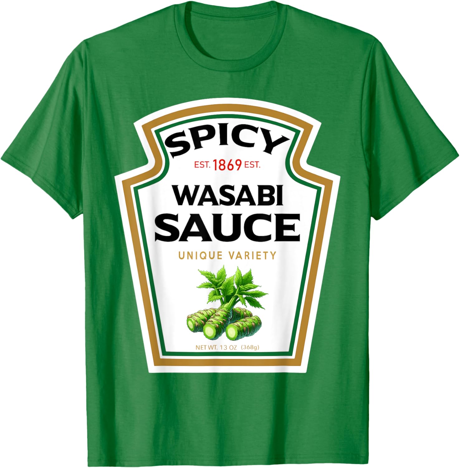 Spicy Wasabi Sauce Bottle Label Funny Halloween Costume T-Shirt - T-Shirt | Irish Green
