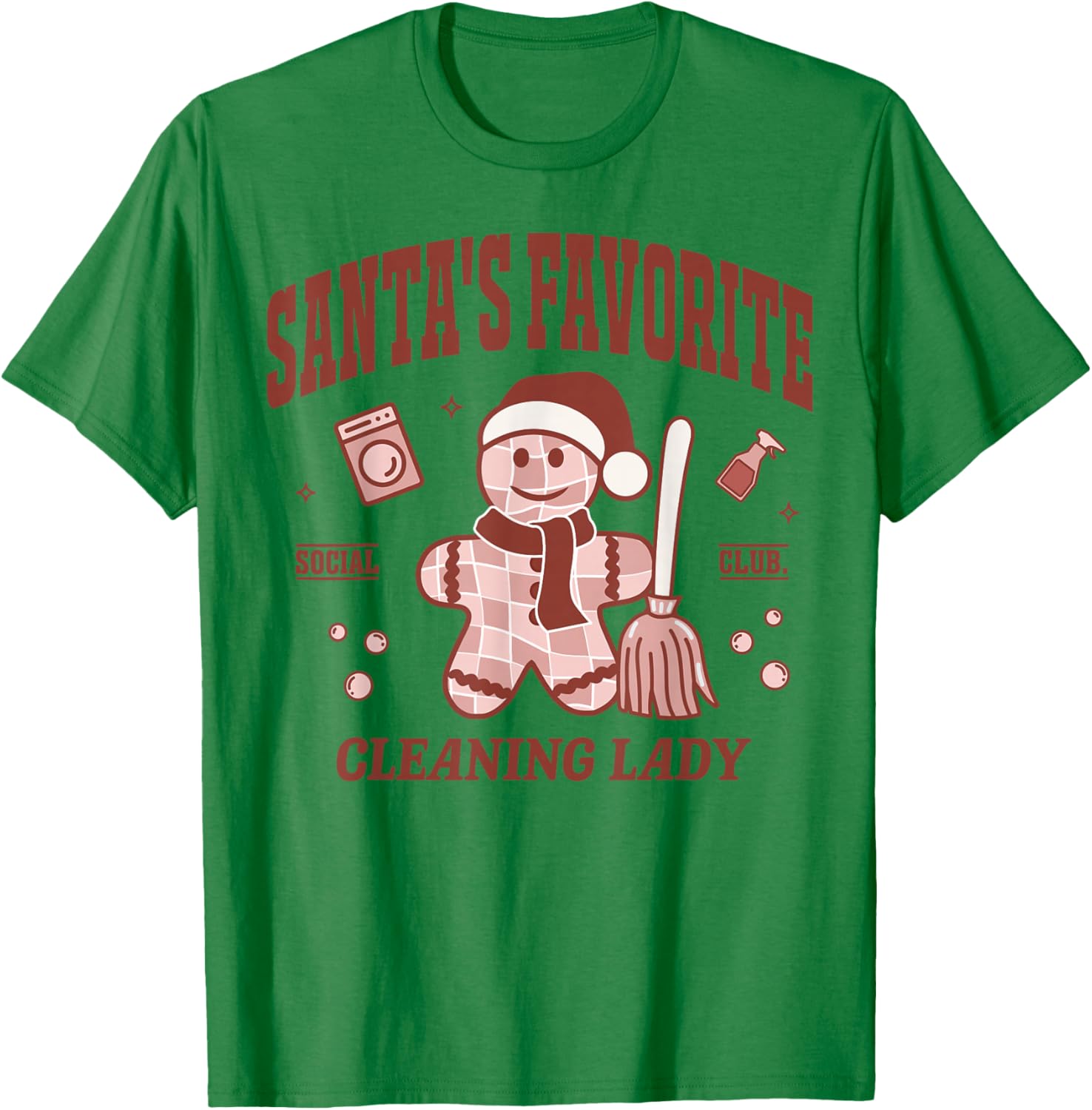 Santa's Favorite Cleaning Lady Christmas Retro Housekeeper T-Shirt - T-Shirt | Irish Green
