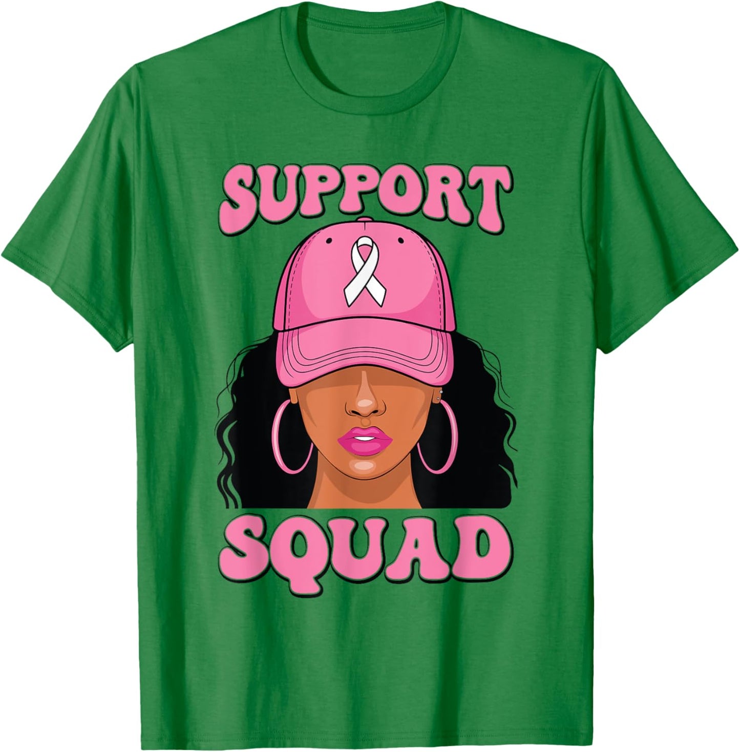 Black Woman Support Squad Breast Cancer Awareness T-Shirt - T-Shirt | Irish Green