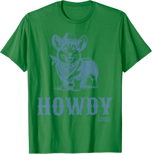 Retro Howdy Corgi Cowboy Western Country Cowboy Cowgirl T-Shirt - T-Shirt | Irish Green