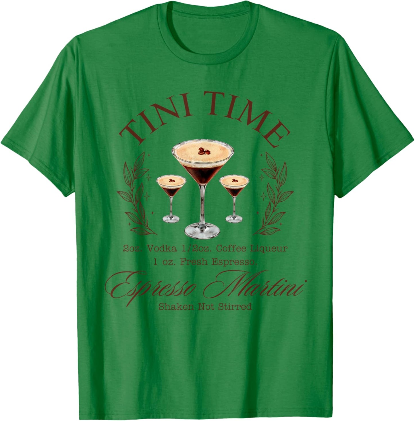 Tini Time Espresso Martini Coffee Cocktail T-Shirt - T-Shirt | Irish Green