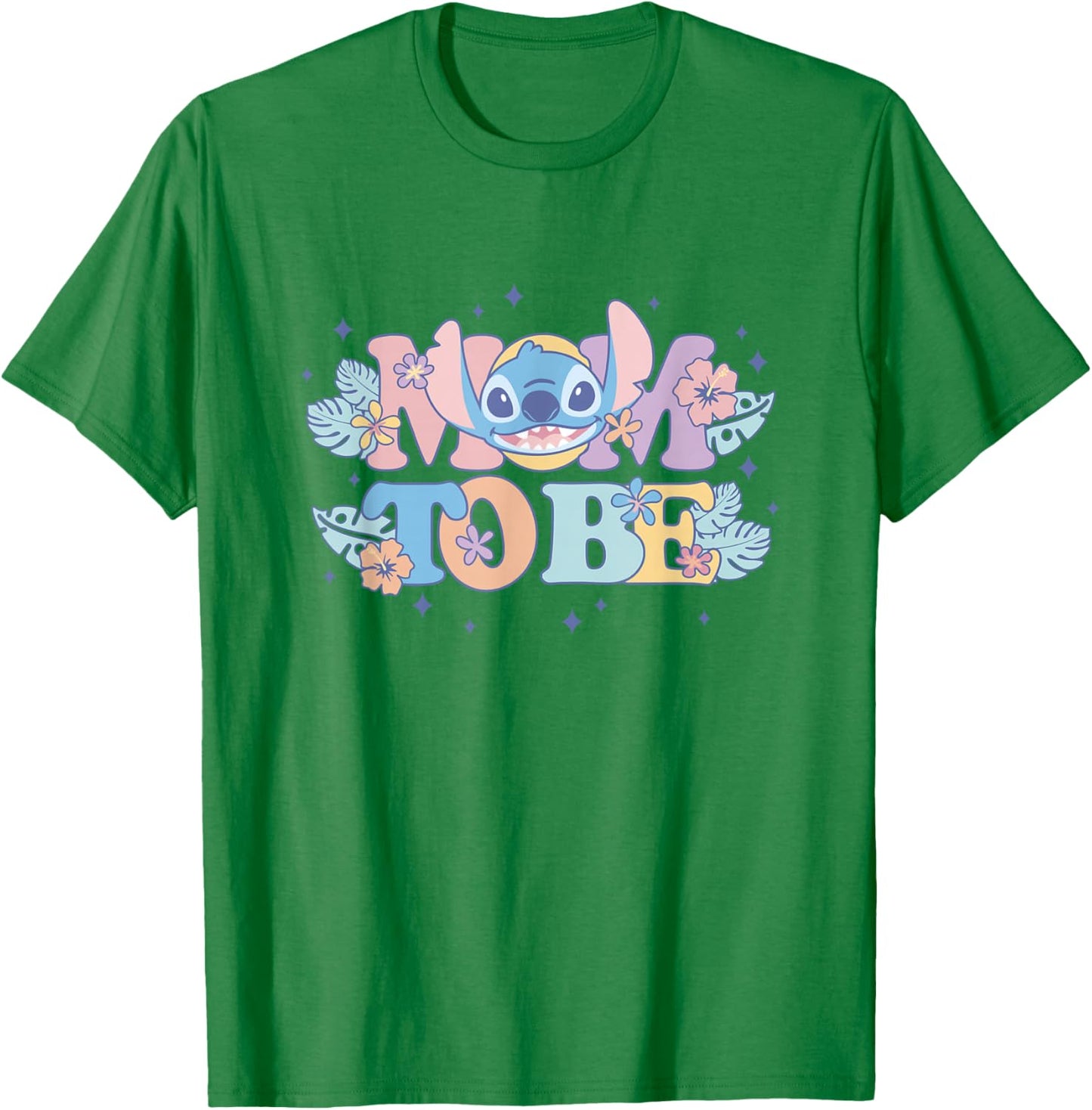 Disney Lilo & Stitch Mom to Be Cute Stitch Colorful Floral T-Shirt - T-Shirt | Irish Green
