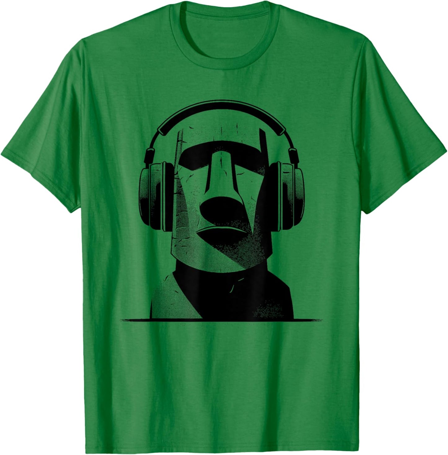 Easter Island Moai Statue Headphones Music Lover Funny T-Shirt - T-Shirt | Irish Green