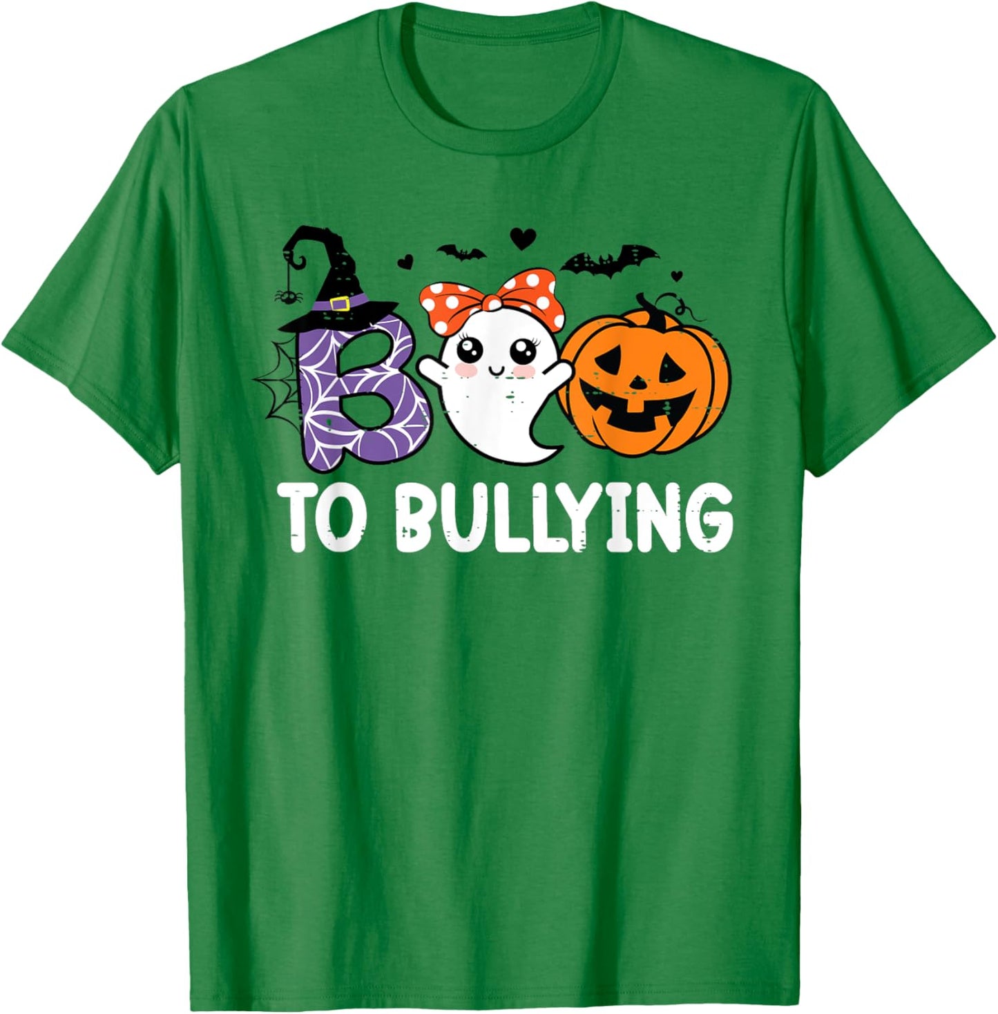 Boo To Bullying Ghost Pumpkin Anti Bullying Unity Day Orange T-Shirt - T-Shirt | Irish Green
