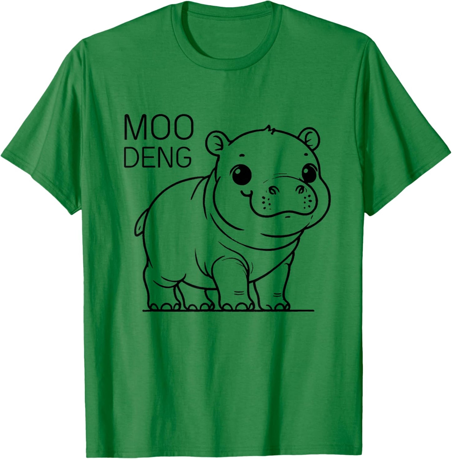 Moo-Deng Famous Baby Pygmy Hippo Minimalist Animal Art T-Shirt - T-Shirt | Irish Green