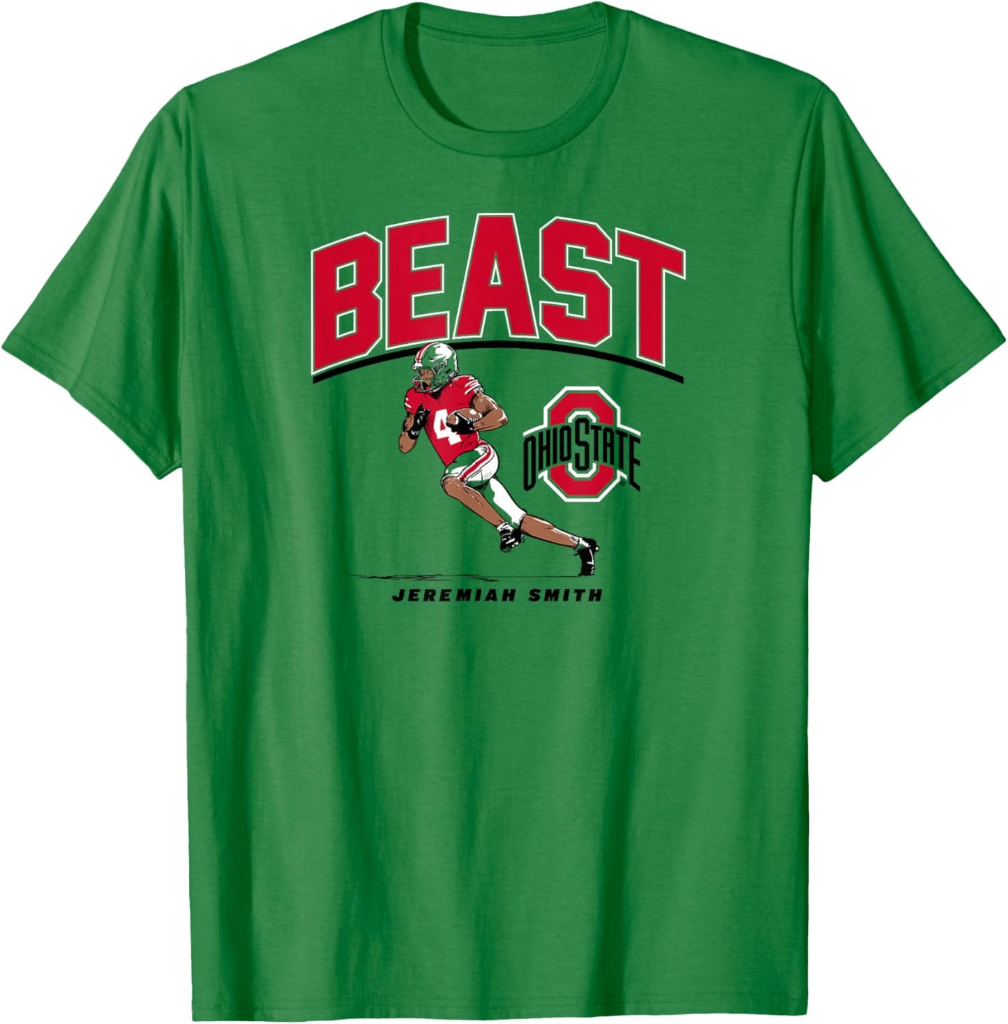 Jeremiah Smith - Beast (Gray) - Ohio State Football T-Shirt - T-Shirt | Irish Green