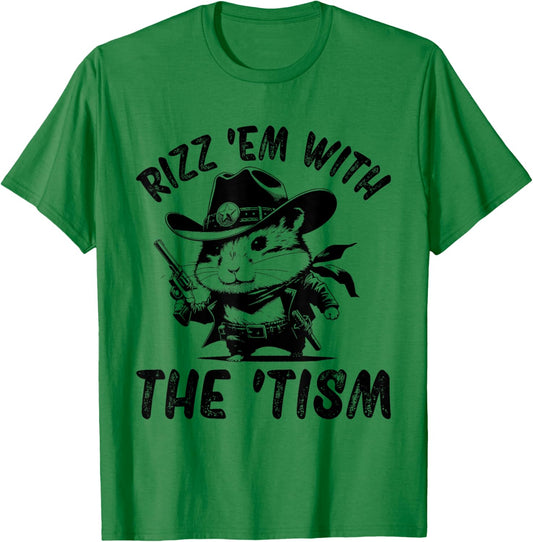 Autism Rizz 'Em With The 'Tism Awareness Autistic Hamster T-Shirt - T-Shirt | Irish Green