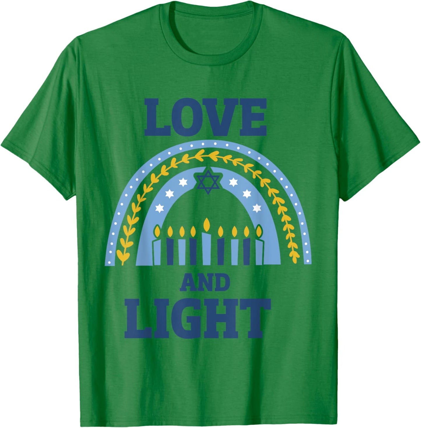 Hanukkah love light with menorah candles rainbow chanukah T-Shirt - T-Shirt | Irish Green