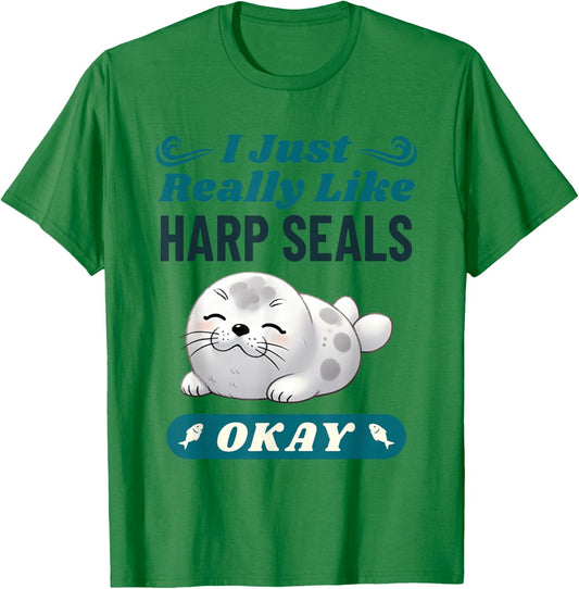 Harp Seal Lover Funny Saying Men Women Kids T-Shirt - T-Shirt | Irish Green