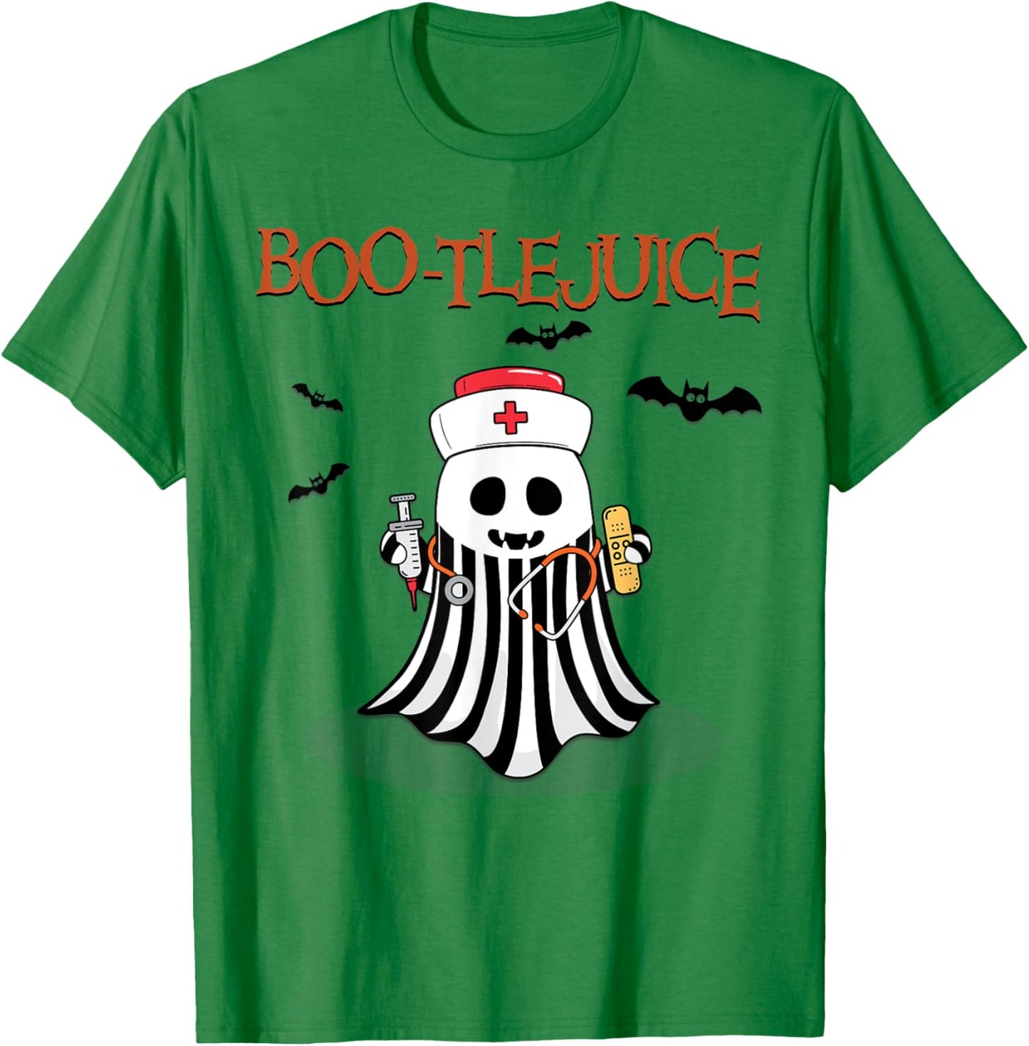Boo-tlejuice Ghost Nurse Halloween T-Shirt - T-Shirt | Irish Green