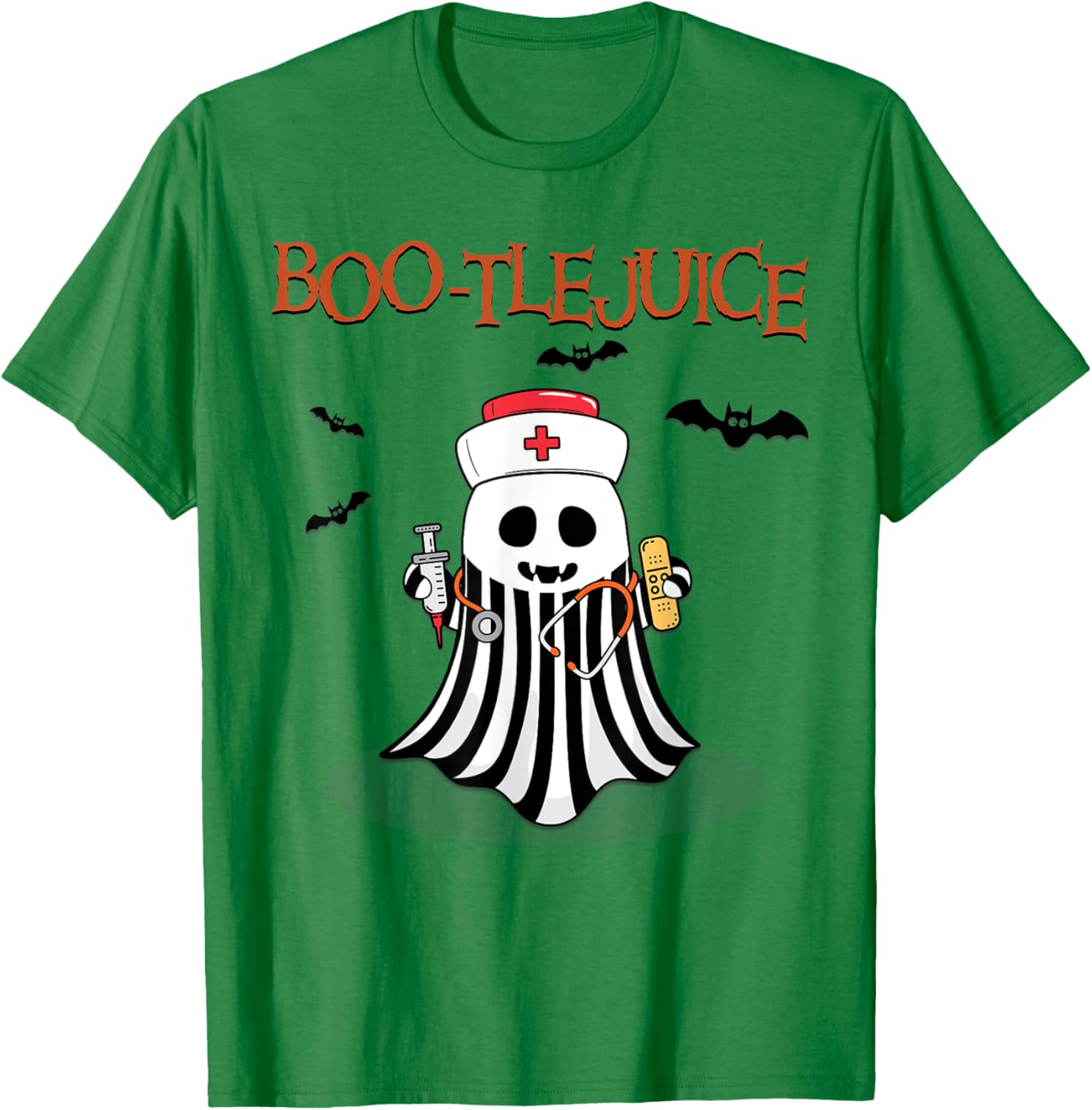 Boo-tlejuice Ghost Nurse Halloween T-Shirt - T-Shirt | Irish Green