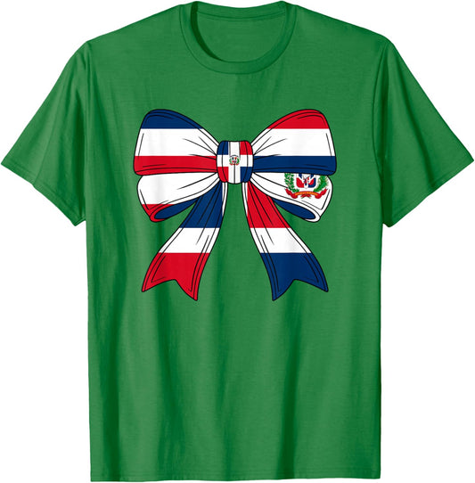 Dominican Girl Women Republica Dominicana Flag Coquette Bow T-Shirt - T-Shirt | Irish Green