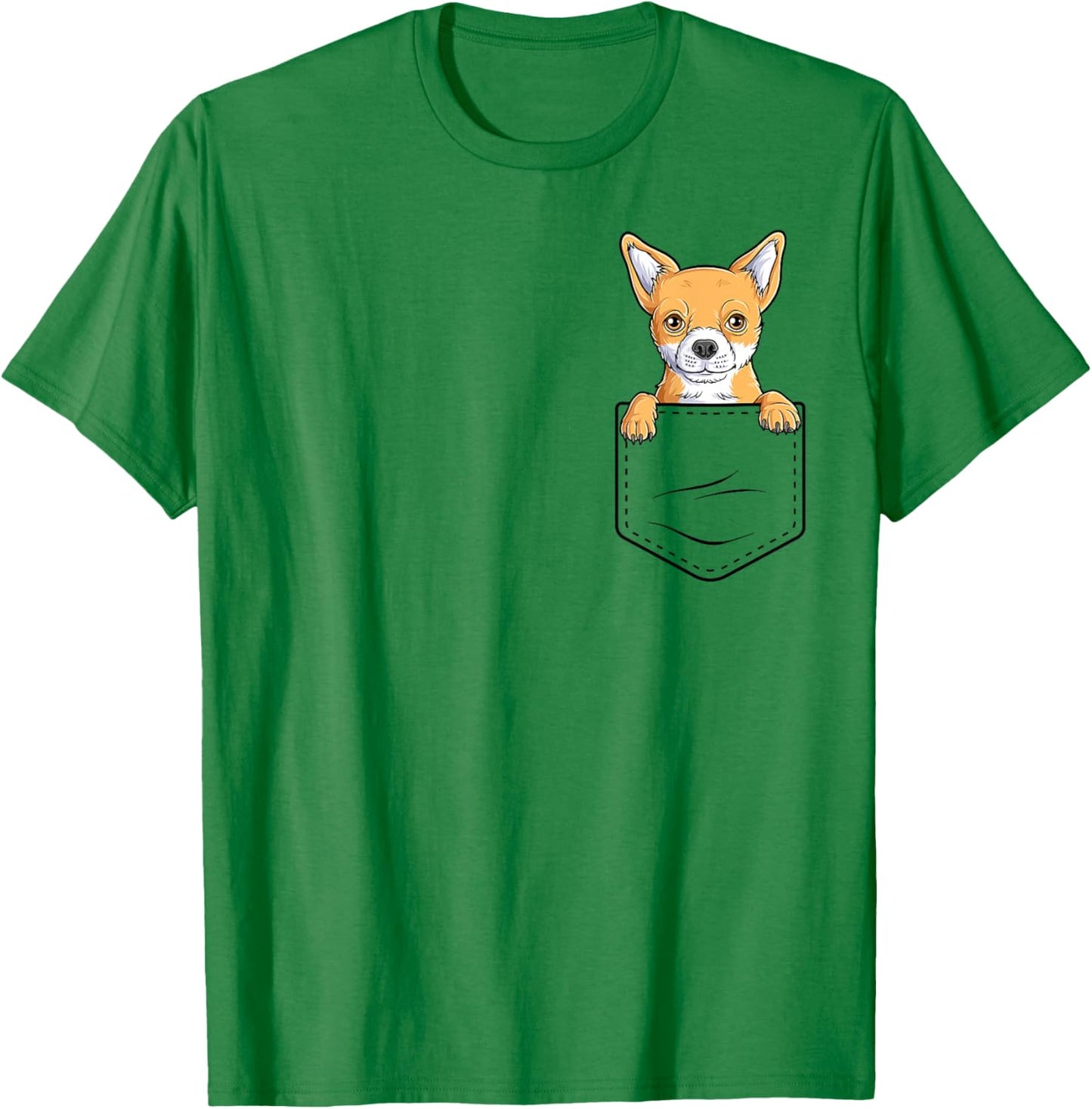 Funny Chihuahua In The Pocket Dog Lover Cute Chihuahua T-Shirt - T-Shirt | Irish Green