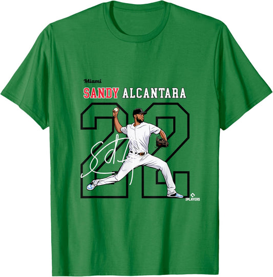 Sandy Alcantara | Miami Baseball Players | MLBSAL3005 T-Shirt - T-Shirt | Irish Green