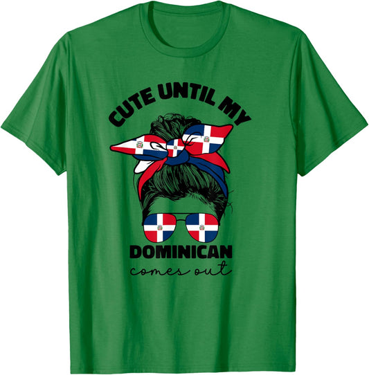 Cute Dominican Girl Women Republica Dominicana Flag Republic T-Shirt - T-Shirt | Irish Green