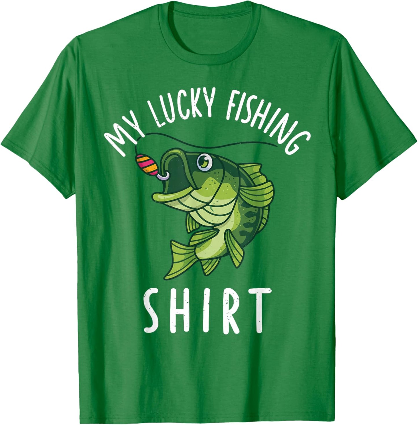 Boys My Lucky Fishing-Shirt Youth Bass Fish Funny Fisherman T-Shirt - T-Shirt | Irish Green