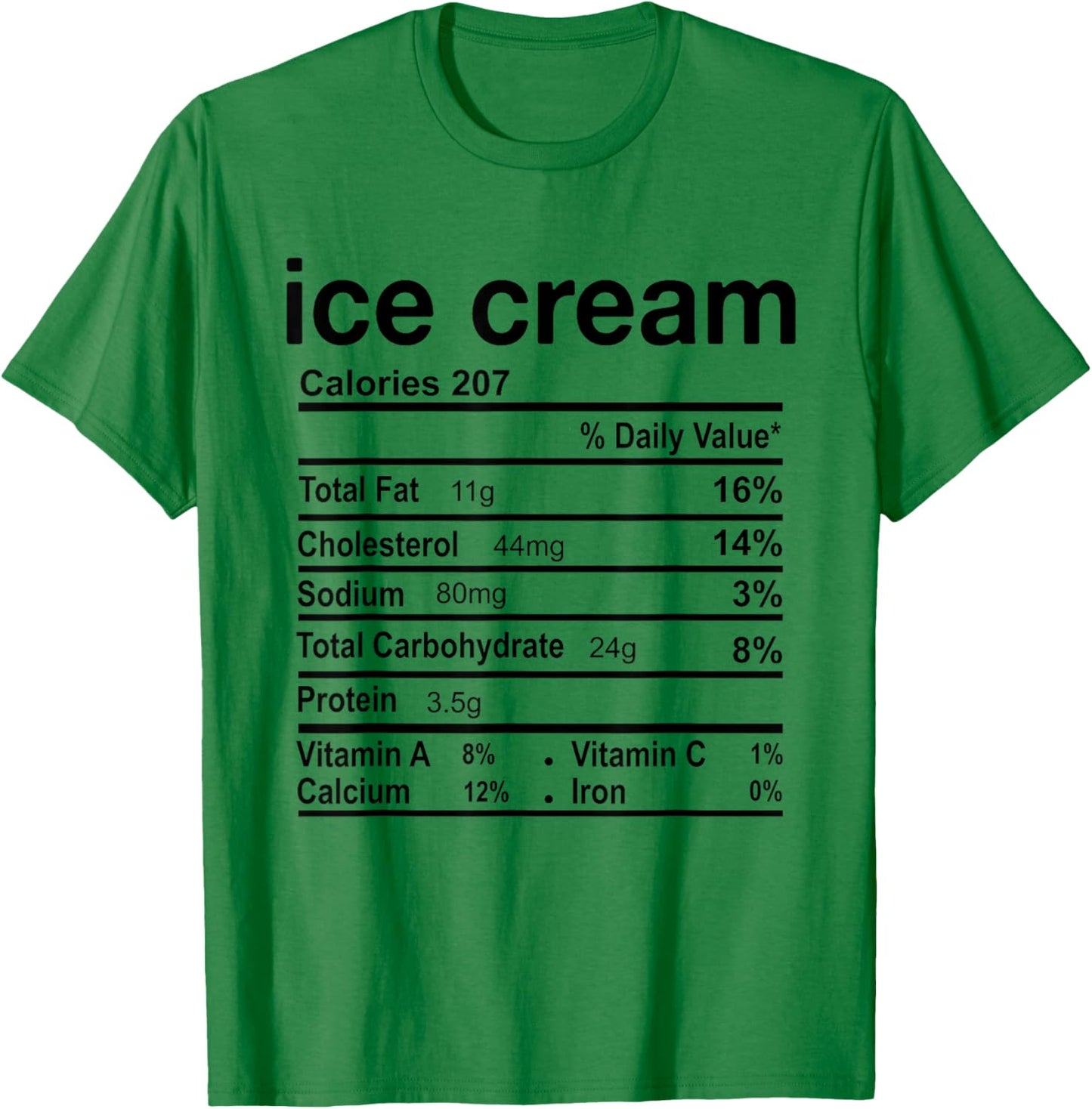 Thanksgiving Ice Cream Nutrition Facts Christmas Food Funny T-Shirt - T-Shirt | Irish Green