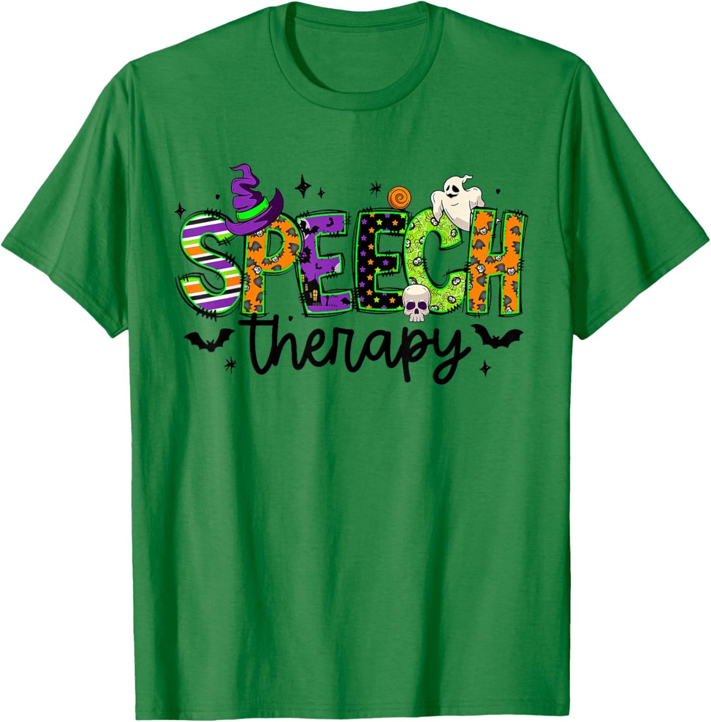 Halloween Speech Therapy Groovy Speech Language Pathologist T-Shirt - T-Shirt | Irish Green