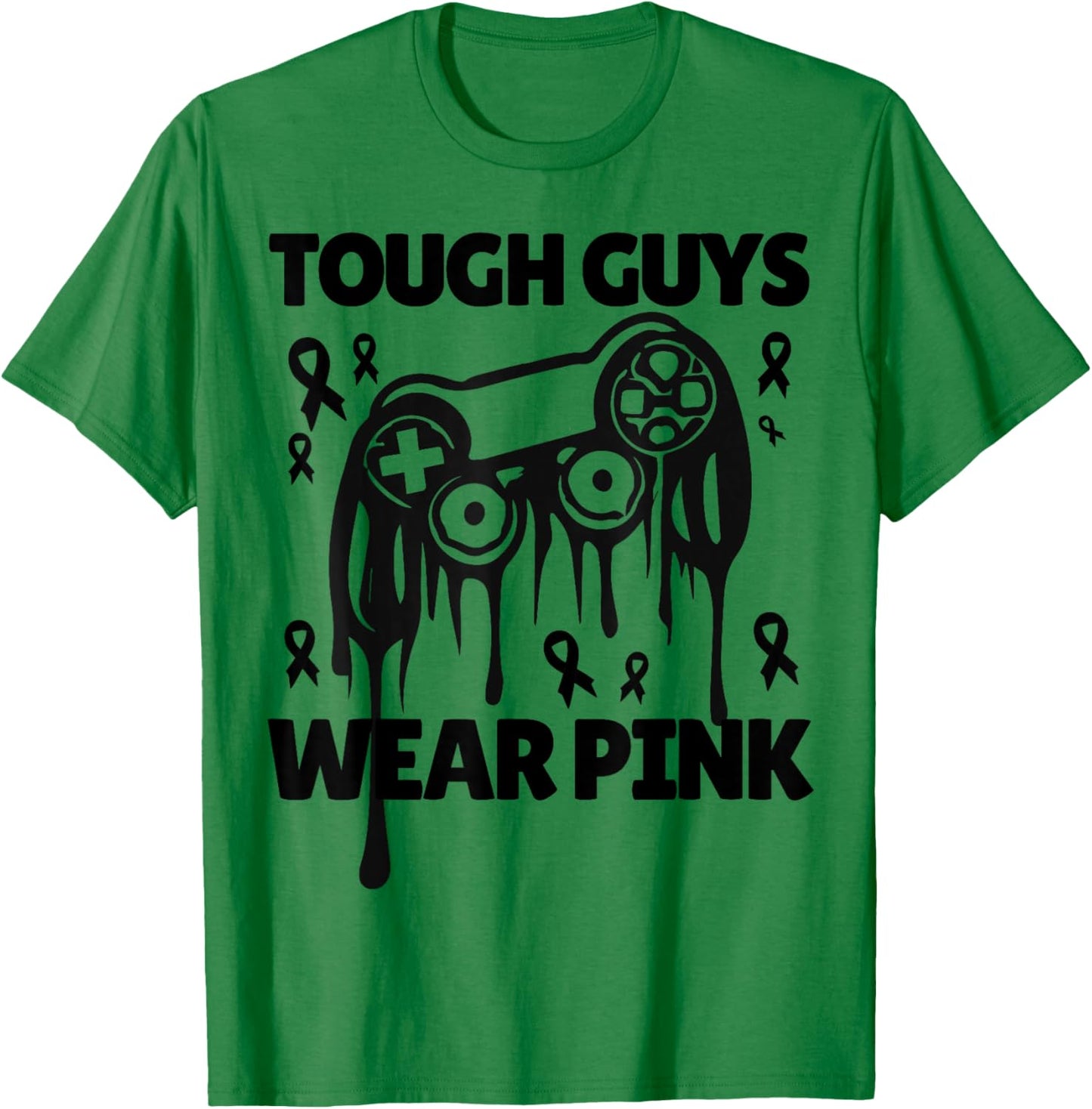 Tough Guys Wear Pink For Gamer Breast Cancer Awareness T-Shirt - T-Shirt | Irish Green