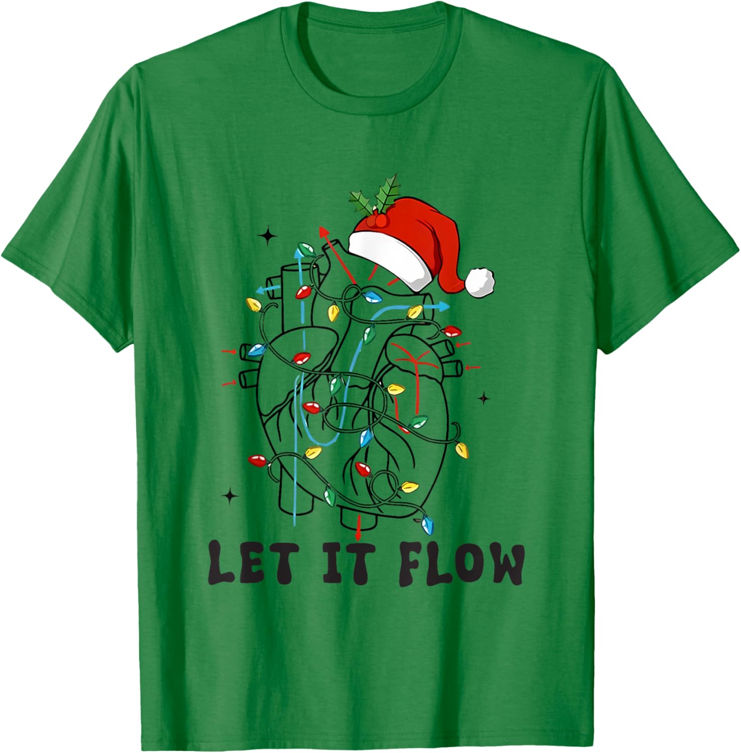 Christmas Cardiac Nurse Heart Anatomy Cath Lab CVICU Cv Icu T-Shirt - T-Shirt | Irish Green