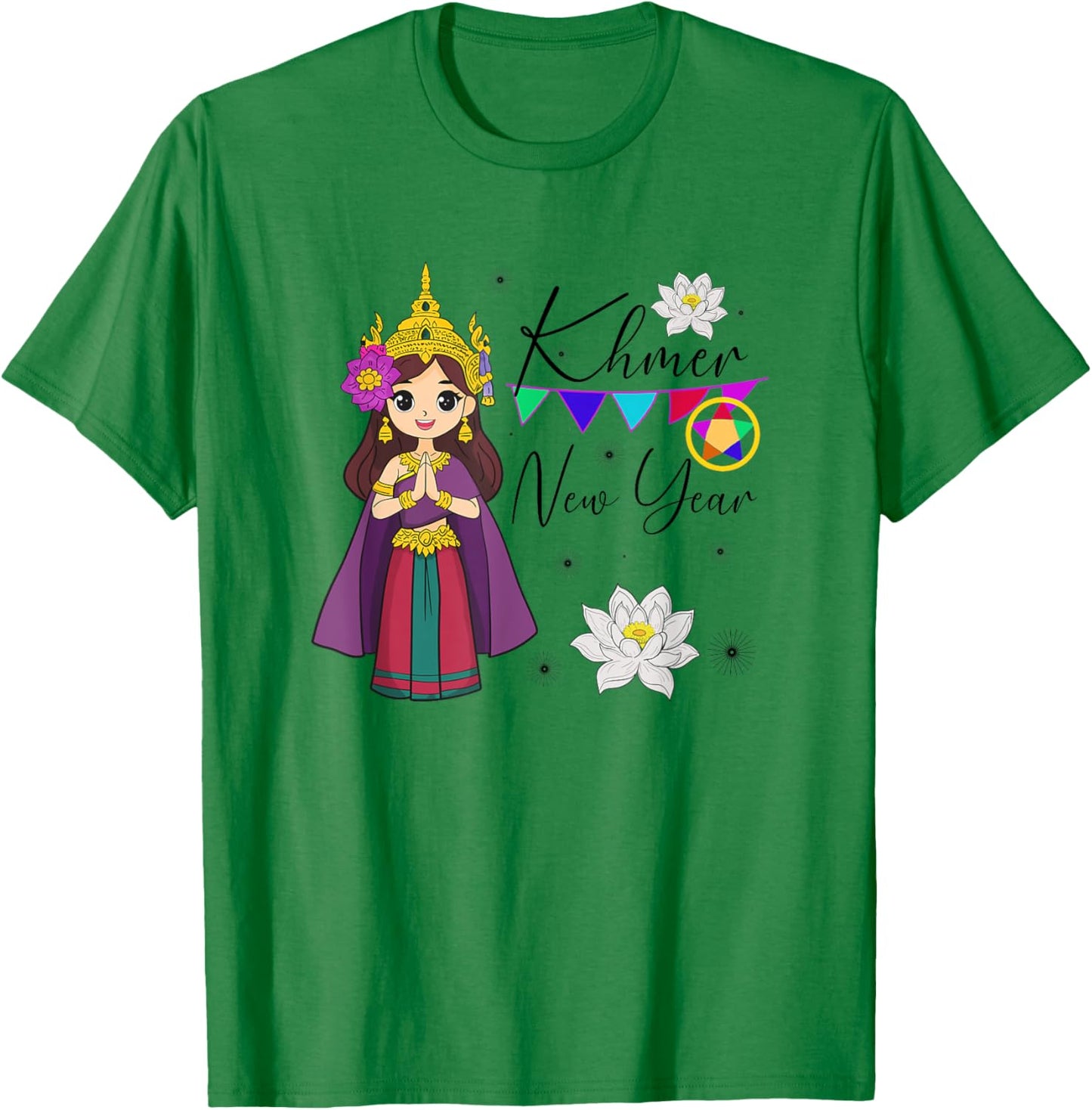 Cambodia Cambodian Girl Happy Khmer New Year T-Shirt - T-Shirt | Irish Green