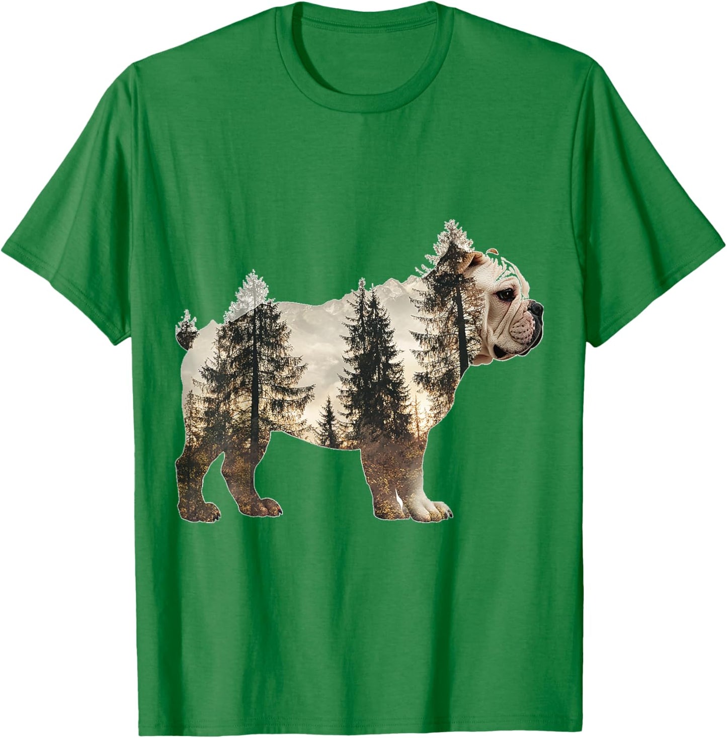 Bulldog Dog Graphic Pet Artwork Bulldog T-Shirt - T-Shirt | Irish Green