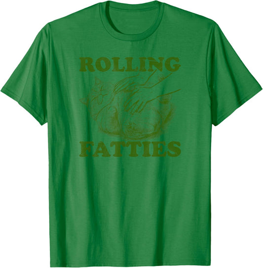 Rolling Fatties cat funny cute cat lover Kitten Owner retro Women T-Shirt - T-Shirt | Irish Green
