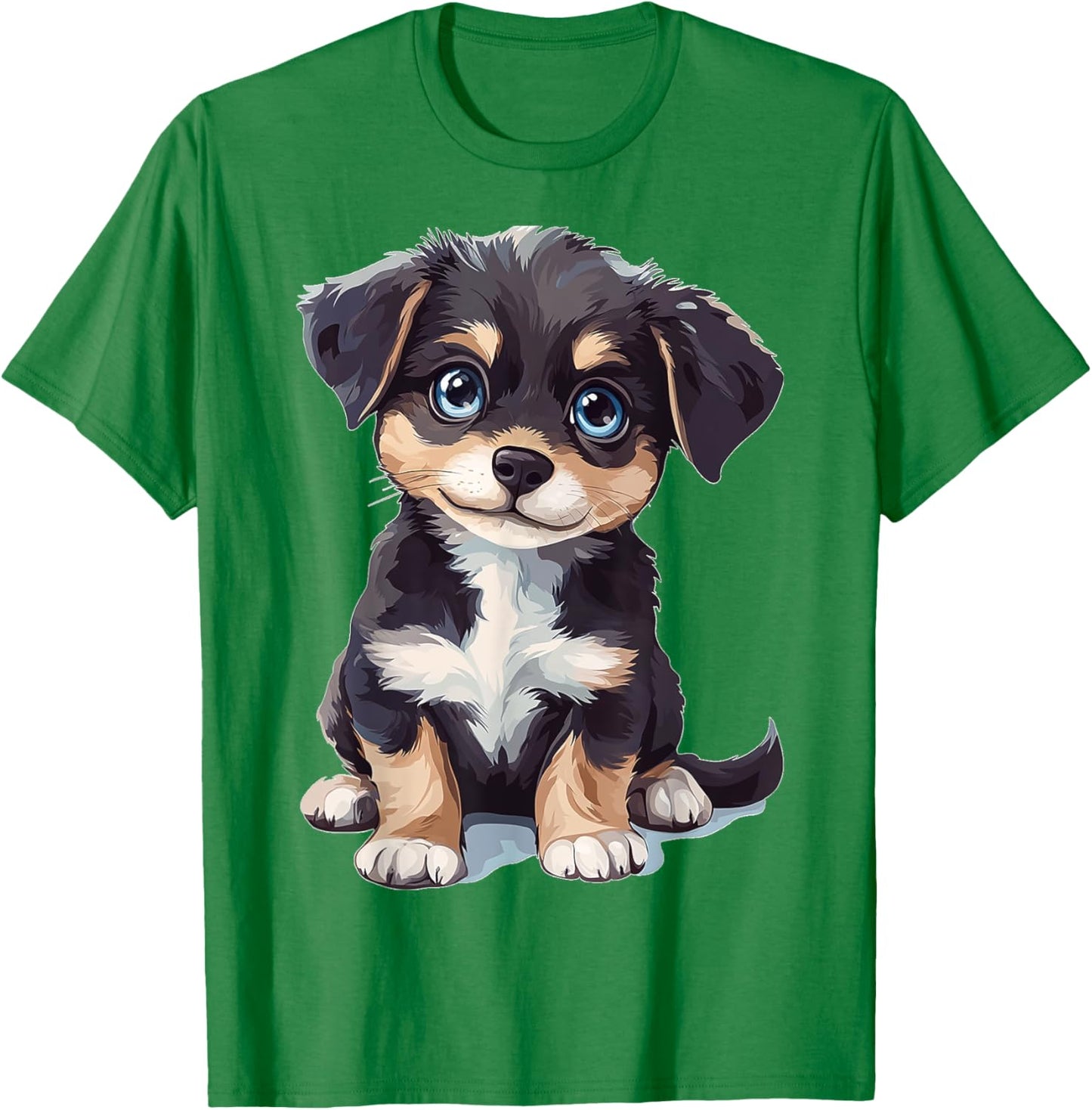 Puppy Dog Graphic Pet Art Blue Eyes Puppy T-Shirt - T-Shirt | Irish Green