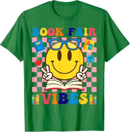 Book Fair Vibes Teacher Librarian School Reading Book Lover T-Shirt - T-Shirt | Irish Green