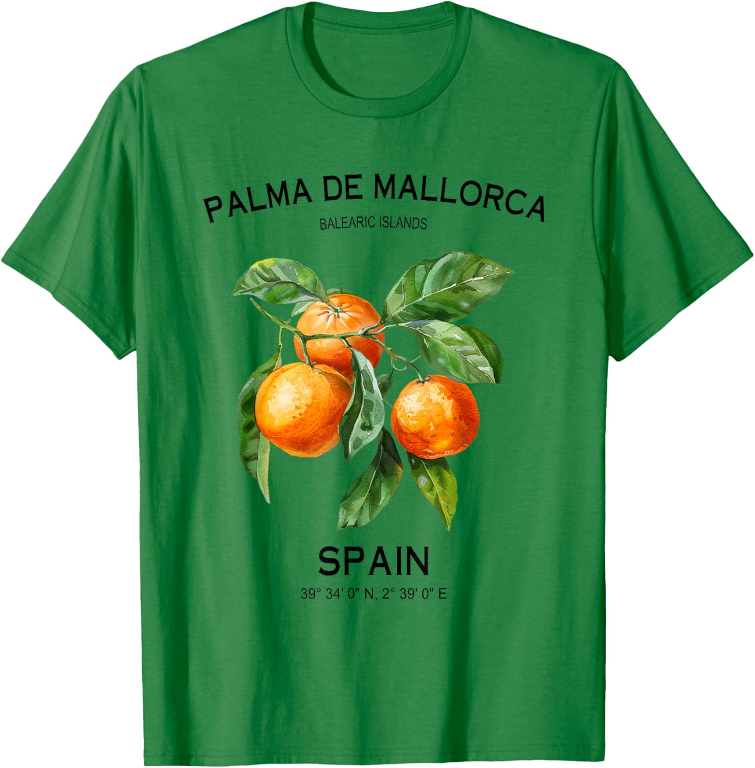 Palma de Mallorca Balearic Islands Oranges Spanish Art Spain T-Shirt - T-Shirt | Irish Green