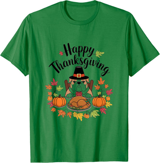 Lovers Cute Pug Turkey Dish Happy Funny Thanksgiving Gift T-Shirt - T-Shirt | Irish Green