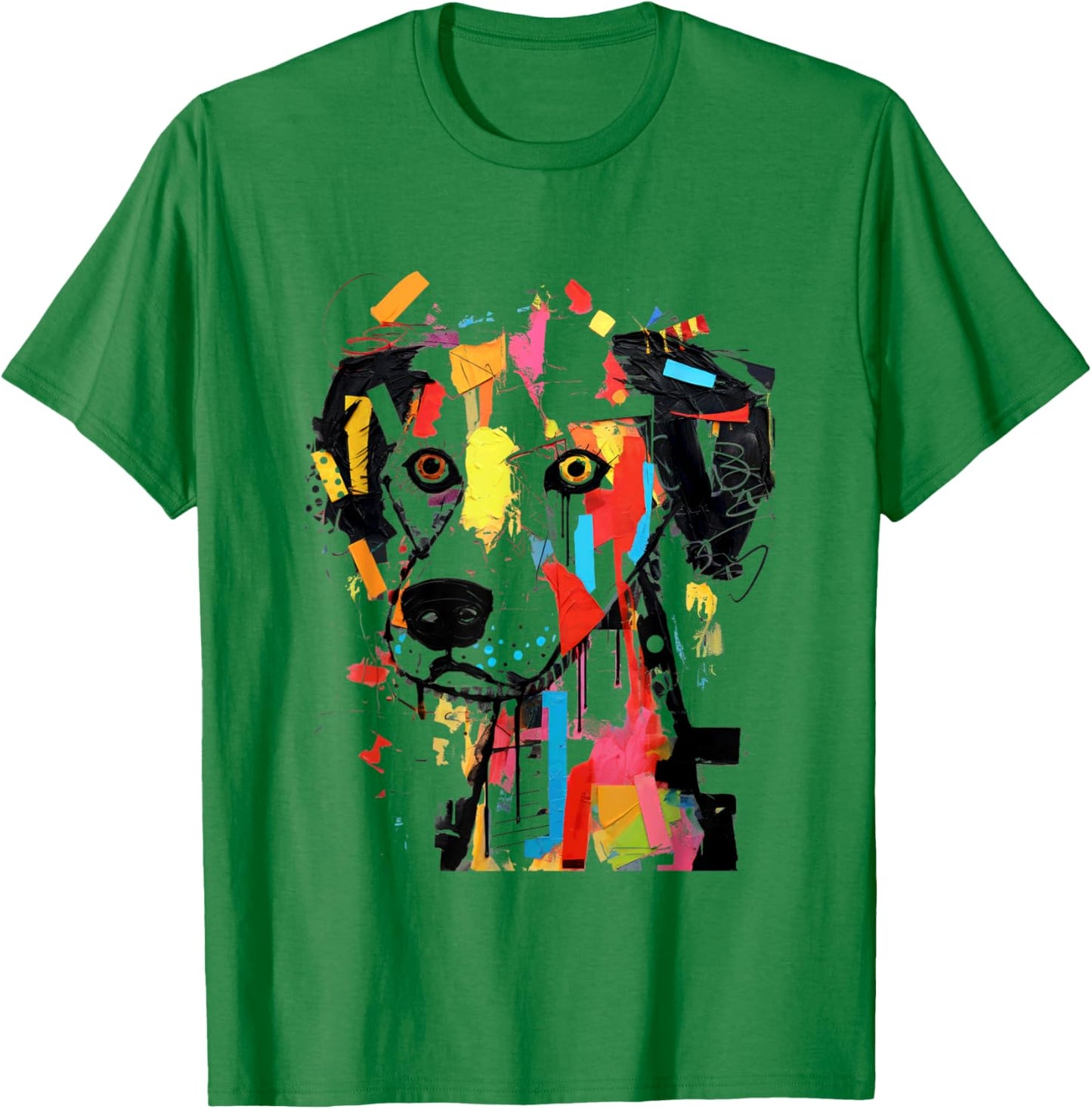 Colorful Abstract Dog Portrait Art Women Kids T-Shirt - T-Shirt | Irish Green