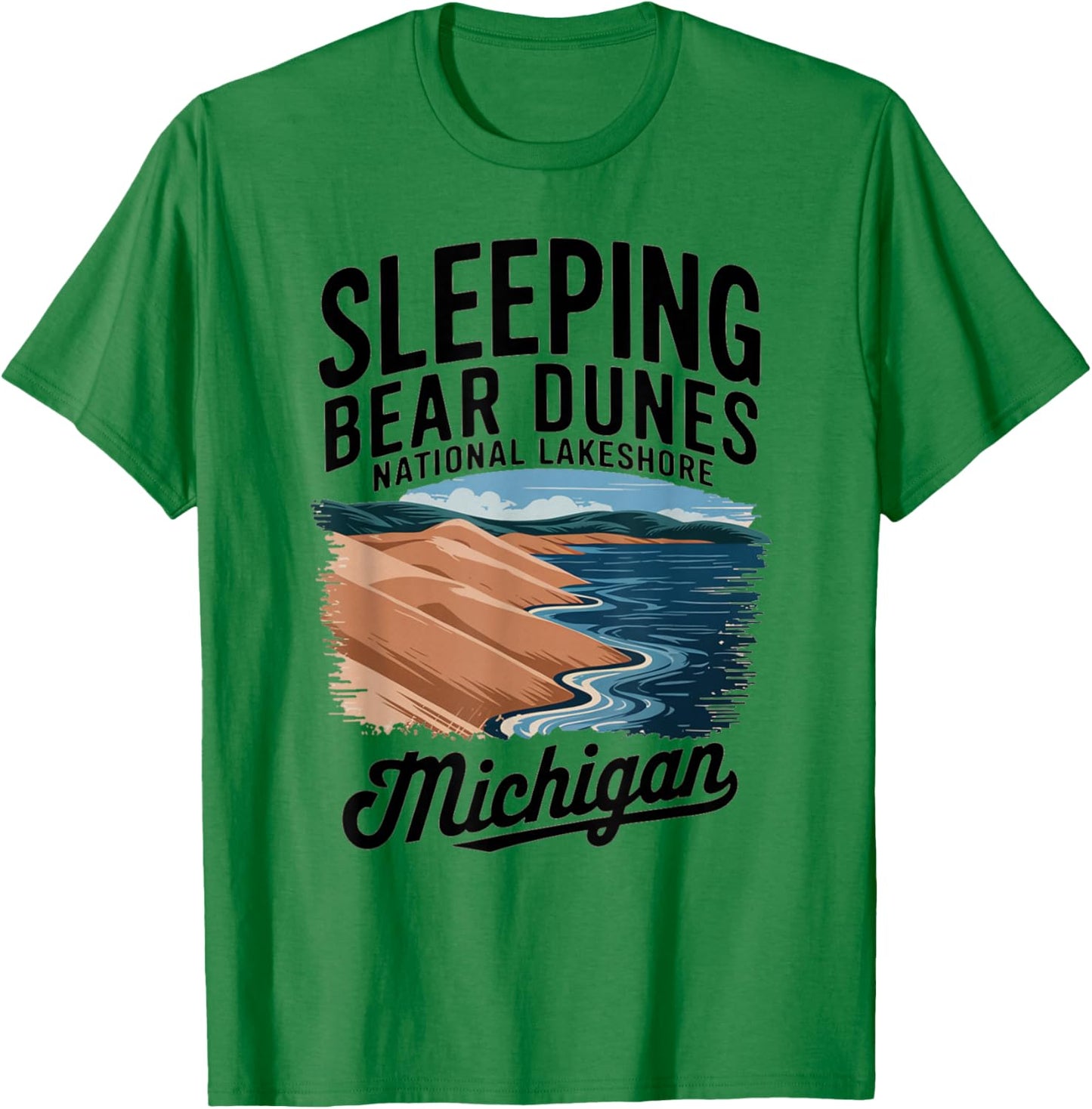 Explore Michigan's Iconic Sleeping Bear Dunes T-Shirt - T-Shirt | Irish Green